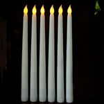 Sequpr LED Candles Taper Candles, Flameless Candles, Battery Operated Candle Lights, LED Long Candles for Table Christmas Birthday Party Wedding Home Church Decoration, Pack of 6, White