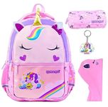 Fam and Pal I Cute Unicorn Onny Character 3D School Backpack for Girls I Pink Primary School Bag for Kids with Rain cap, Stationery Pouch, Keychain & Name Tag I