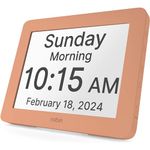 Robin, 2022 Version, Digital Day Clock 2.0 with Custom Alarms and Calendar Reminders, Alarm Clock with Extra Large Display Helps with Memory Loss, Alzheimer's and Dementia, (Orange Blush)