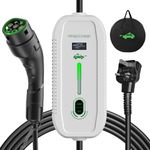 Yigowyigo EV Charger Cable Type 2 to 3 Pin Plug 8M, 6/8/10/13A Adjustable Current, 3.3kW Electric Car Charger with LED indicator, 1-12 Hours Delayed Type 2 Charging Cable with Bag