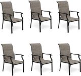 MFSTUDIO Patio Dining Chairs Set of 6, Padded Textilene Patio Chairs Outdoor Dining Chairs, High Back Sling Patio Chairs for Backyard Lawn Garden, Grey