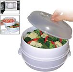 Copper Top - 2 Tier Microwave Vegetable Steamer Cooker Healthy Pasta Rice Cooking Pot Pan