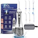 Water Flosser for Teeth Cordless with 5 Modes, Binefia 360° Rotation Oral Irrigator, IPX7 Waterproof, 300ML & 6 Jet Tips Water Jet Teeth Cleaner, USB Rechargeable for 35-Days Use at Home/Travel