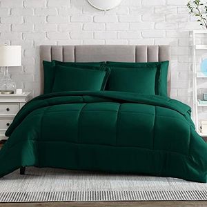 American Home Collection Comforter Set, Down Alternative Ultra Soft Microfiber, 3 Pieces with 1 Comforter and 2 Pillow Shams, Oeko-Tex Comforter for Full and Queen Size Bed, Dark Green Comforters