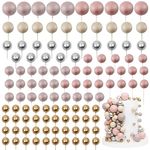 Acmee 115 PCS Ball Cake Toppers - Mini Balloon Cake Decorations Foam Boho Balls Cupcake Picks DIY Cake Insert Toppers for Birthday Party Wedding Baby Shower - Matte Pink