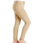 Harry Hall Farnell Horse Riding Jodhpurs for Kids - Girls Boys Equestrian Leggings Childrens Comfortable Tights - Elastic Waist Band Easy Pull-On - Beige, Size 7-8 Years