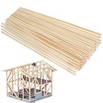 Bestomrogh 100 Pieces Wooden Sticks Balsa Wood Sticks Natural Wooden Square Dowel Sticks for Carving Craft DIY Model Making Woodcraft Decorations (3 x 3 x 300 mm)