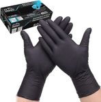 (200 Pieces) Disposable Nitrile Gloves, Chemical Resistant, Powder-Free, Latex-Free, Non-Sterile, Food Safe, 6 Mil, Black, 2 Boxes of 100 (Black, M)