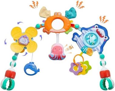 Baby Stroller Arch Toy, Car Seat Toys, Adjustable Arch Stroller toy with Hanging Sensory Activity toys,fits on Baby Bouncer, Bassinet, Stroller, Crib and Car Seats for baby infant Boy Girl 0-18 Months