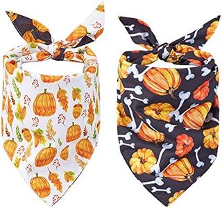 2 Pack Halloween Dog Bandanas Reversible Triangle Scarf Adjustable Soft and Durable Pet Triangle Scarf, Full of Halloween Atmosphere Patterns for Dogs and Cats