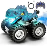 Tecnock Remote Control Monster Trucks Car, 360° Rotating RC Cars for Boys, 2.4GHz Dinosaur Toys with Spray, Light & Sound, Toys for Kids 6 7 8 Year Olds, Gift for Boys and Girls