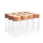 Danmu Art 12 pcs 25ml 30mm x 60mm Mini Glass Bottles Jars with Wood Cork Stoppers