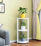 Brown Art Shoppee Plant Stand Indoor Outdoor ,Round Tall Metal Plant Stands , 3 tier Flower Pot Plant Holder, Modern Plant Shelf for Corner Living Room Garden Balcon (White)