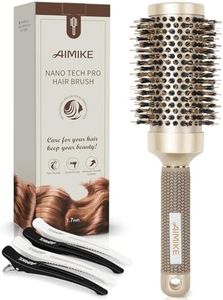 AIMIKE Round Brush for Blow Out, Medium Round Hair Brush Nano Thermal Ceramic & Ionic Tech, for Blow Drying & Styling, Curling and Shine - 2.9 inch Barrel w/Boar Bristles