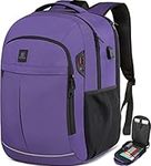 17.3 Inch Travel Laptop Backpack,TSA Friendly Water Resistant Business Travel Bag for Women,Multiple Pockets Carry on Backpack with USB Port,School College Student Backpack for Women Girls,Purple