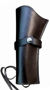 Hulara Tooled Leather Western Gun Holster Heritage 22 Holster .38 .44 .45 .357 .358 Cowboy Holsters for Revolvers 4" to 8" Heritage Rough Rider Leather Holster (Plain Black Left Handed)