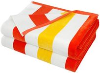 COTTON CRAFT Oversized XL Beach Towel 35 x 70-2 Pack - 100% Cotton Velour - Big & Huge - Pool Picnic Bath - Double Woven Jacquard Thick Plush Super Soft Luxury - 630 GSM- Cabana Stripe Orange Yellow