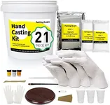 Falling in Art Hand Casting Kit Couples - Keepsake Plaster Hand Mold Kit for Family, Kids, Adults with Large Bucket, Gloves, Powder Materials, Color Paints, Wooden Base