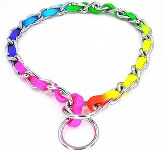 Jwpceu Rainbow color acciaio INOX P Chock metallo collana training Dog Pet collari Walking formazione Pet Supplies per cani di taglia piccola, media