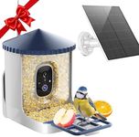 SOLIOM BF02 Bird Feeder with Camera Wireless Outdoor, 2K HD Wild Bird Watching Cam with Full Color Night Vision, AI Identify Bird Species, Live View, Instant Notifications with 3W Solar Panel