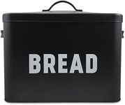 Metal Bread Box - Countertop Space-Saving, Extra Large, High Capacity Bread Storage Bin for your Kitchen - Holds 2+ Loaves - Black with Bold BREAD Lettering