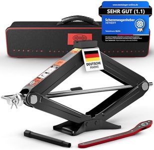 HEYNER® Wagenheber Scherenwagenheber 2t inkl. Ratsche und Tasche Verlängerung Kurbel und Gummiauflage aus Legierter Stahl Empfohlen Für SUV & Geländewagen