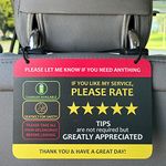 Nebudo Compatible with Lyft & Uber (2-Pack) Tips Rating Appreciated Rideshare Accessories – 7” x 5” – Interior Acrylic Headrest Sign - Rate Me Tip No Smoking for 5 Star Rides for Ride-share