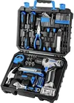 DEKOPRO Drill Set: Tool Set with 8V Blue Cordless Drill, Home Tool Kit with Drill, Hand Tool Kits for Women 126 Piece