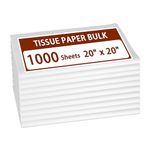 1000 Sheets 20" x 20" White Tissue Paper Bulk for Gift Wrapping, Holiday Decorations, Party Supplies