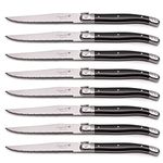 Laguiole by FlyingColors Steak Knife Set. Stainless Steel, Black Handles, 8 Pieces