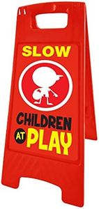 Essentially Yours Street Safety Sign for Kids at Play, "Slow Children at Play" Floor Sign, 10 Pack