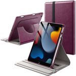 JETech Rotating Case for iPad 9/8/7 (10.2-Inch, 2021/2020/2019 Model, 9th/8th/7th Generation) with Pencil Holder, 360 Degree Rotation PU Leather Folio Protective Cover (Rose Purple)