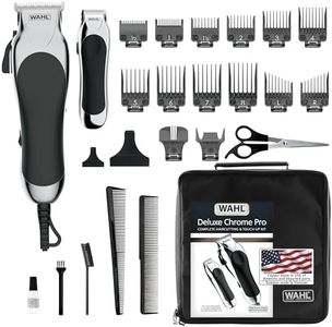 Wahl Clipper USA Deluxe Corded Chrome Pro, Complete Hair and Trimming Kit, Includes Corded Clipper, Cordless Battery Trimmer, and Styling Shears, for a Cut Every Time - Model 79524-5201M