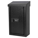 xydled Wall-Mounted Key Drop Box with Combination Lock, Metal Mailbox, Indoor&Outdoor Storage Box, Hanging Secured Postbox, Rust-Proof & Waterproof, for Home & Business Use, 5.5X 3.0X 9.8 inch, Black