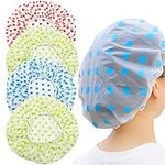 4 Pack Shower Caps for Women, Waterproof Shower Caps Reusable Shower Hats Elastic Hair Bath Caps for Ladies Spa Salon