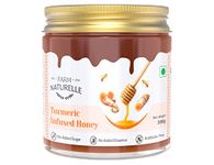 Farm Naturelle - Pure Turmeric Infused in Forest Honey 300gm |Raw Unprocessed Delicious and Ant-oxidant Honey | 100% Pure & Natural Ingredients Honey | Extra Engraved Virgin Wooden Spoon