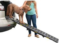 Pet Gear TL9371RF Tri-Fold Ramp, Supports up to 200lbs, 71 in. Long, Patented Compact Easy-Fold Design, Two Models to Choose from, Safety Tether Included, Black/Yellow (Reflective)