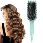 Curly Hair Brush, Curl Defining Brush, Boar Bristle Comb Reduce Hair Pulling And Curl Separation, Detangling, Shaping Curls, Hair Styling Tools for Women, Men, Wet And Dry Hair (Green)