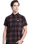 Majestic Man Men Cotton Checkered Half Sleeve Casual Regular Fit Shirt (Large, Coffee)