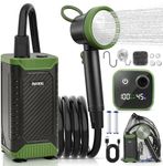 AKOFIC Portable Camping Shower, 8000mAh Rechargeable Camping Shower Pump with Intelligent LED Display, IPX8 Waterproof Outdoor Shower Kit for Hiking, Travel, Car, Pet, Campervan, Army Green