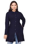 JANIYA" Women's Winterwear Woolen Self-Desgin Long Cardigan Sweater (Navy)