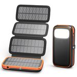 Paloceru Solar Power Bank 26800mAh - Portable Solar Charger with 4 Foldable Panels – PD QC 3.0 Fast Charging Battery Bank with USB C Output/Input - Outdoor Battery Pack with Flashlight for Camping