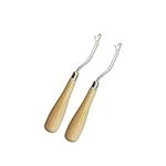 Latch Hook Tool Wooden Handle Crochet Hooks Set Latch Hook Rug Kit Ergonomic Grip Handle for Hair Extension Braid Carpet Making and Other Craft (2PCS)