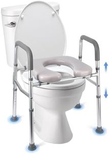 Raised Toilet Seat, 350LB Stand Alone Homecare Commode Bathroom Assist Frame for Elderly, Handicapped, Disabled, Adjustable Height, Padded Seat