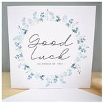 Good Luck Greeting Card | New Role, Job, Home, Exams, Degree, Graduate | Eucalyptus Greenery Wreath | 148mm Square