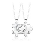 VGWON Valentine's Day Gift for Him/Her, Couples Diamond Encrusted Puzzle Necklaces, Matching Couples Necklace, Romantic Gift for Boyfriend Girlfriend Husband Wife