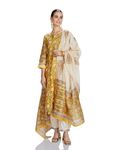 Amazon Brand - Myx Women's Silk Blend Salwar Suit (AW23-MYX-MRVL-SKD03_SANGANERI Yellow_M)