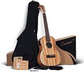 Caramel 30 inch CB103 Zebra wood High Gloss Baritone LCD color display Electric Ukulele Professional Ukelele Kit Beginner Travel Guitar Starter Pack Bundle, Padded Gig Bag, Strap Set