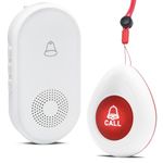 Caregiver Pager/SOS Panic Call Button/Elderly Alarm Call Bell/Home Alarm System for Elderly Patient Nurse1 UK Plug-in Receiver + 1 Waterproof Transmitter