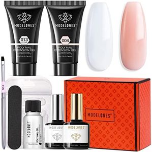 Modelones Poly Nail Gel Kit 30ml 2PCS With Slip Solution Extension Builder Enhancement Professional Starter Kit All-in-One Nail Technician French Kit